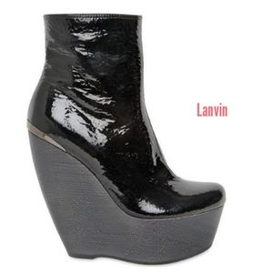 Lanvin Patent Leather Platform Wedge Booties sz.8